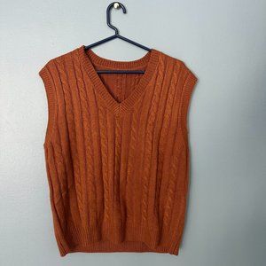 Womens Size Medium Over Sized Brown Cable Knit Sweater Vest Never Worn